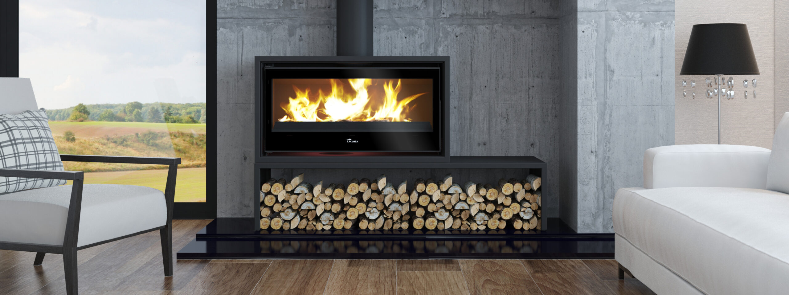 Lacunza Silver 700, 800 & 1000 Freestanding Fireplace